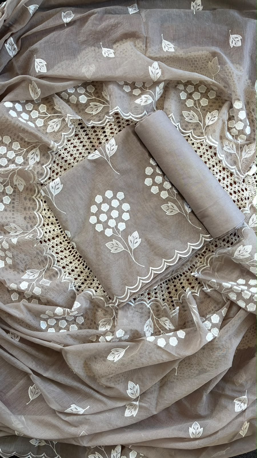 Mul Chanderi Salwar Material with Appliqué Work [GUG278]