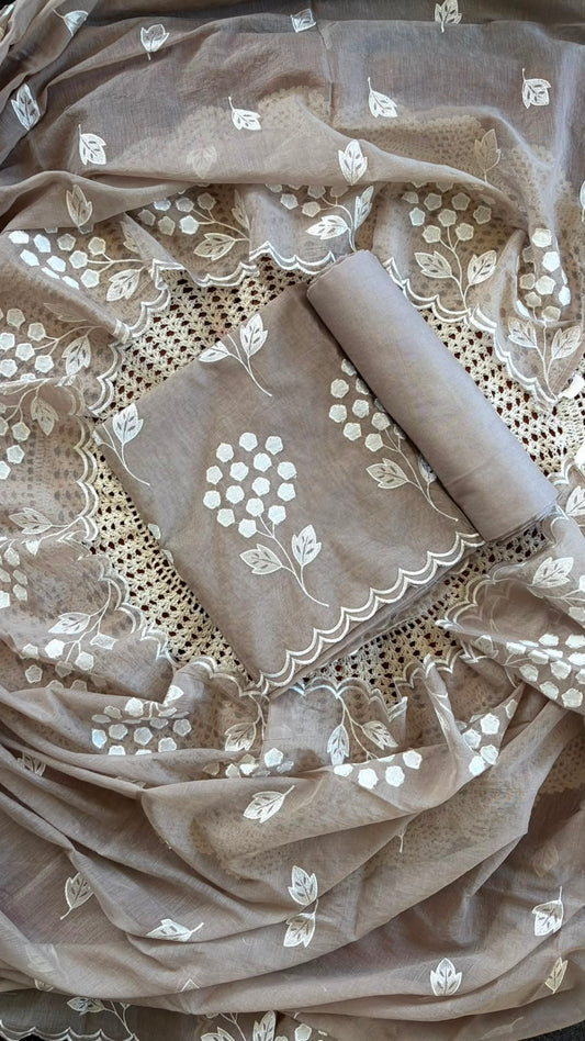 Mul Chanderi Salwar Material with Appliqué Work [GUG278]