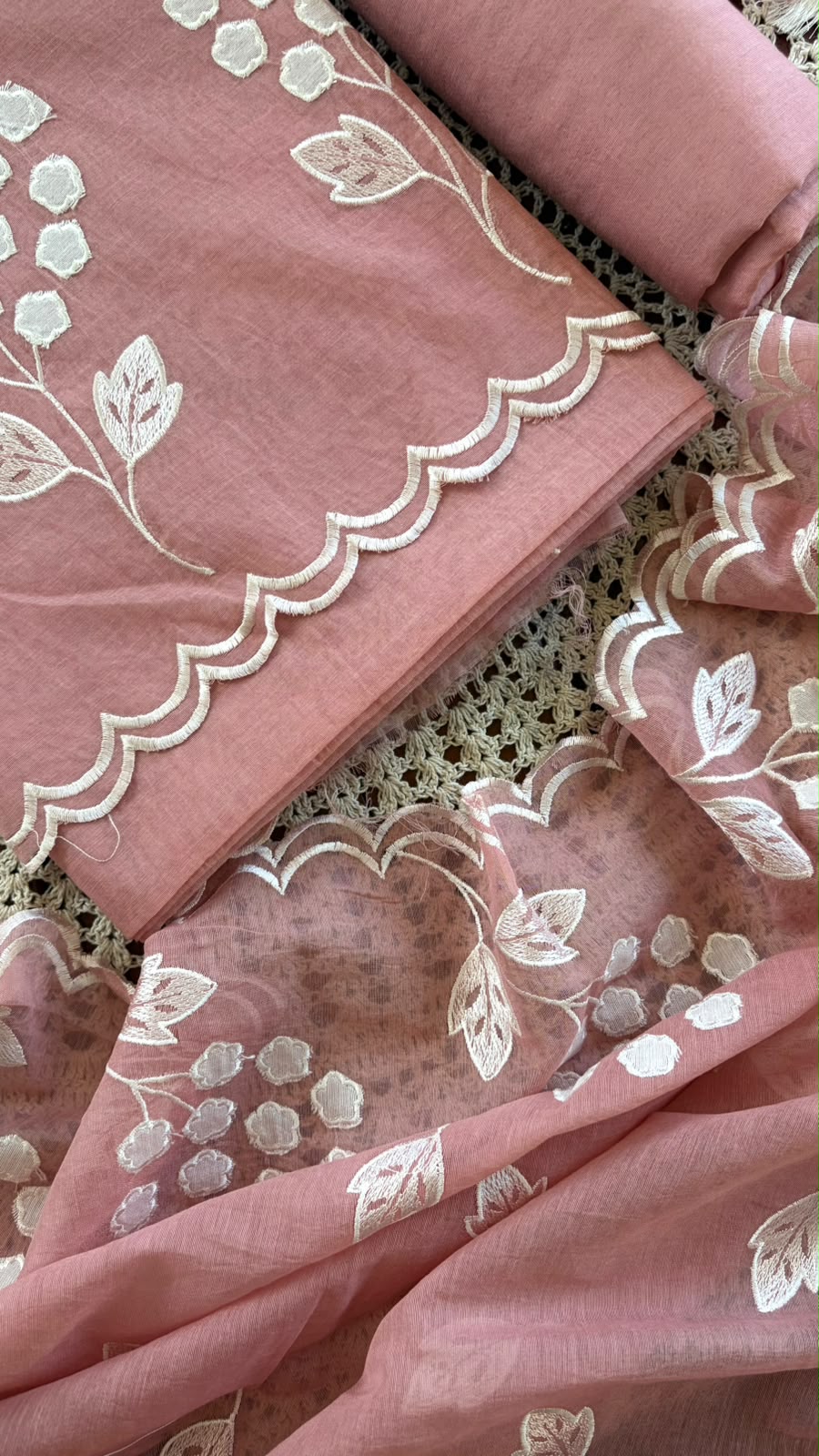 Mul Chanderi Salwar Material with Appliqué Work [GUG274]
