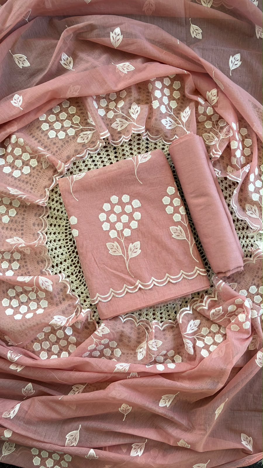 Mul Chanderi Salwar Material with Appliqué Work [GUG274]