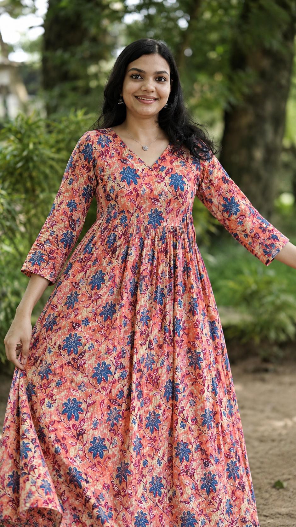Premium Cotton Floral Flared Kurthi [SF014]