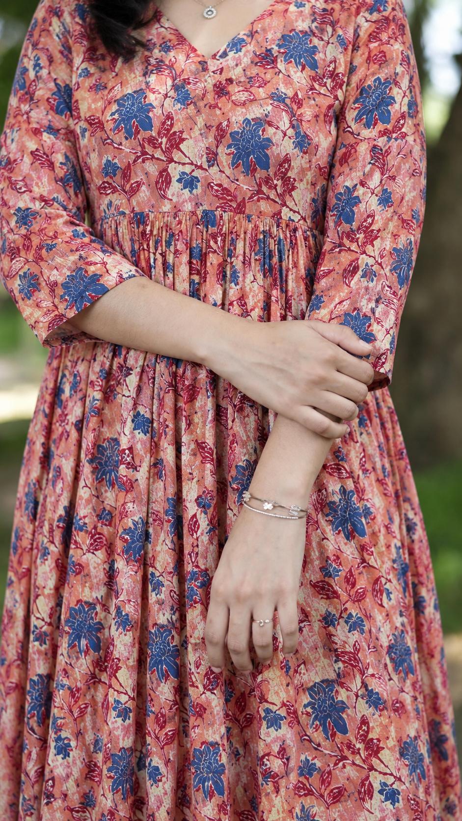 Premium Cotton Floral Flared Kurthi [SF014]