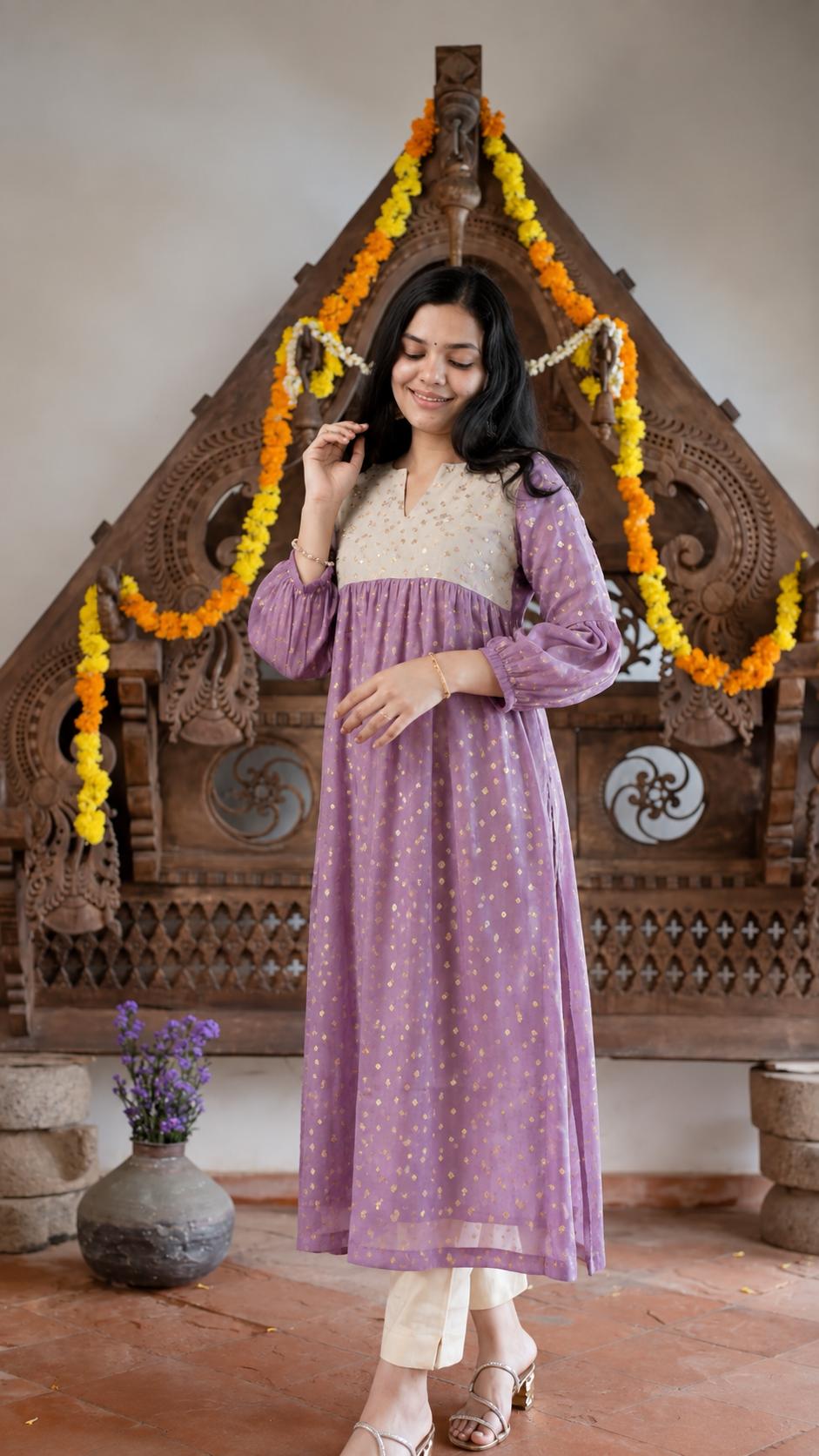 Tissue Check Buttas Kurthi [SF017]