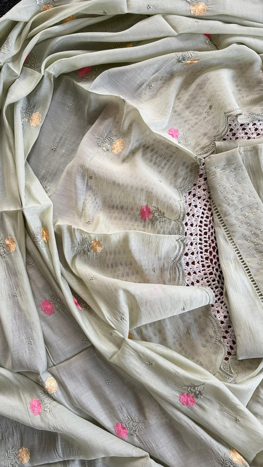 Mul Chanderi Unstitched Salwar Set [GUG376]