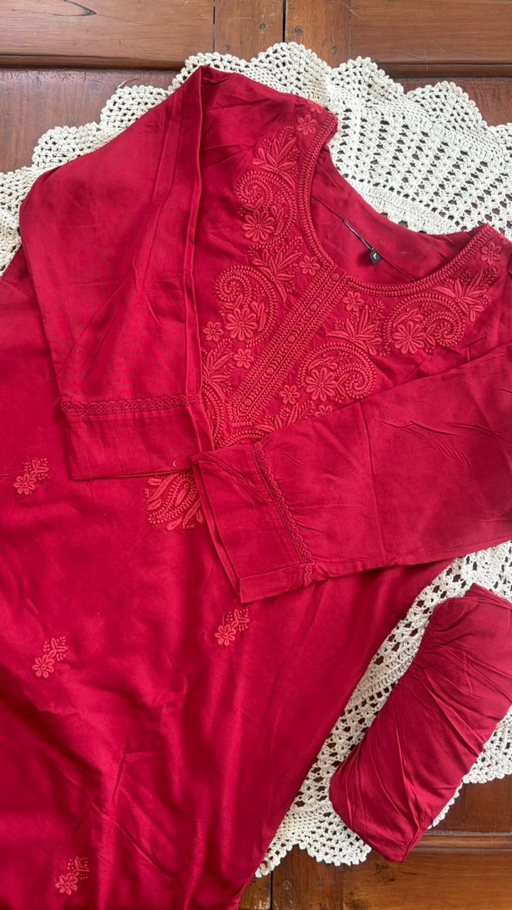 Chikankari Embroidered 2-Piece Kurti Set [GUG396]