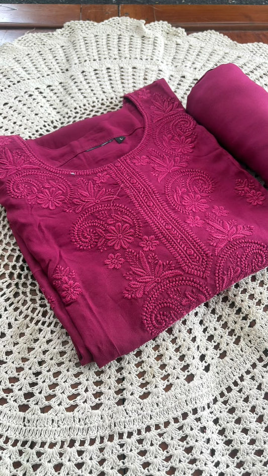 Chikankari Embroidered 2-Piece Kurti Set  [GUG398]
