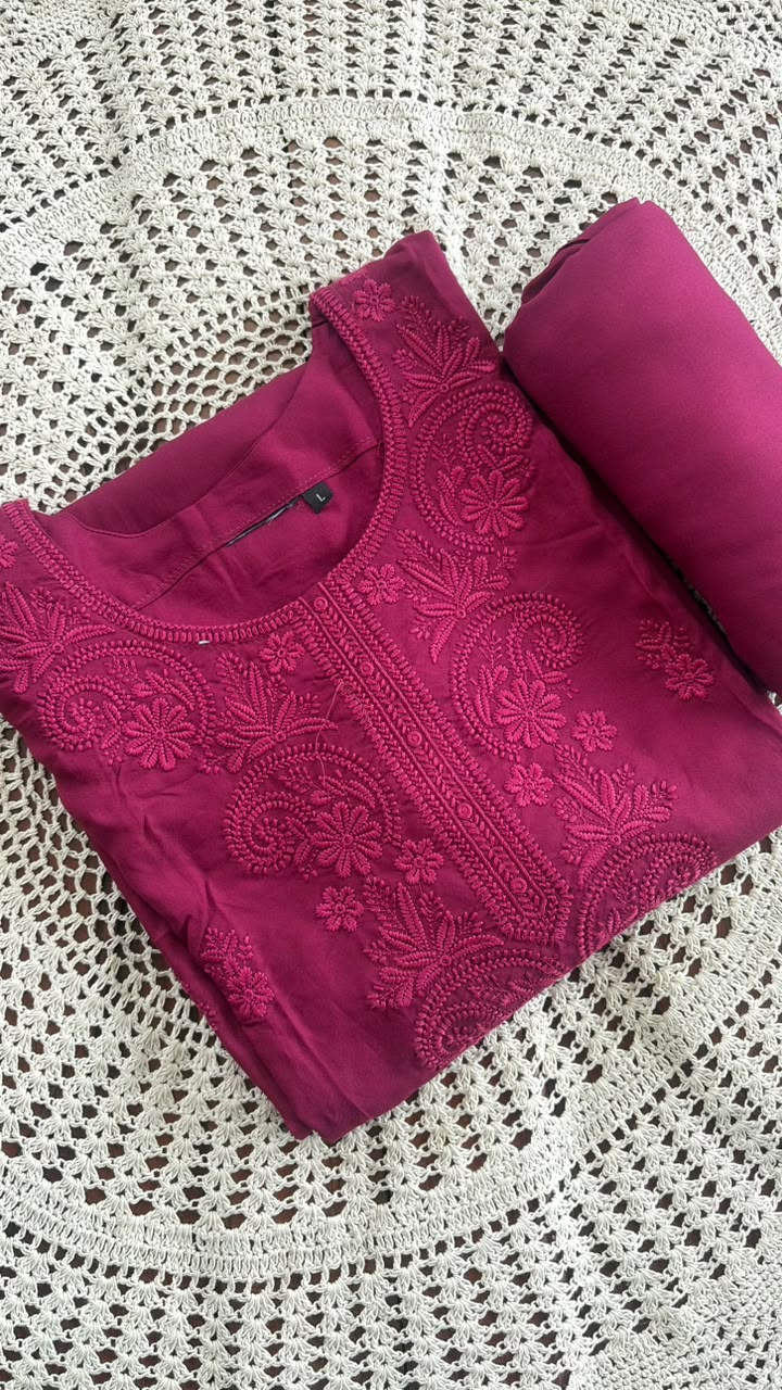 Chikankari Embroidered 2-Piece Kurti Set  [GUG398]