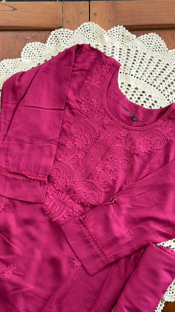 Chikankari Embroidered 2-Piece Kurti Set  [GUG398]