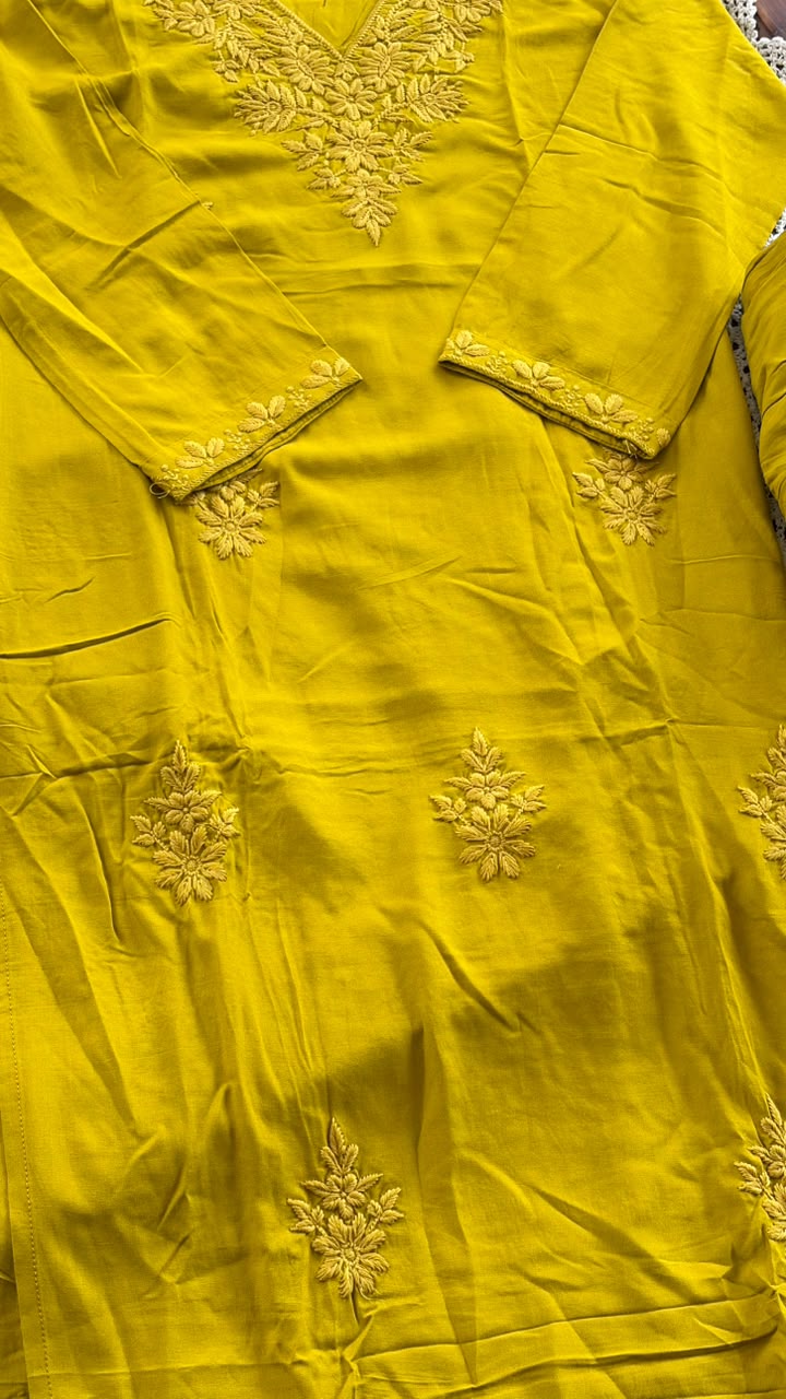 Chikankari Embroidered 2-Piece Kurti Set [GUH84]