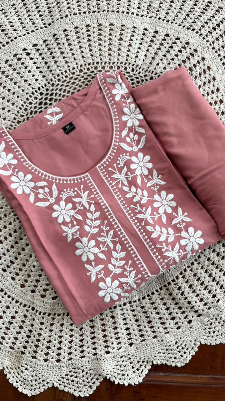 Chikankari Embroidered 2-Piece Kurti Set [GUH90]