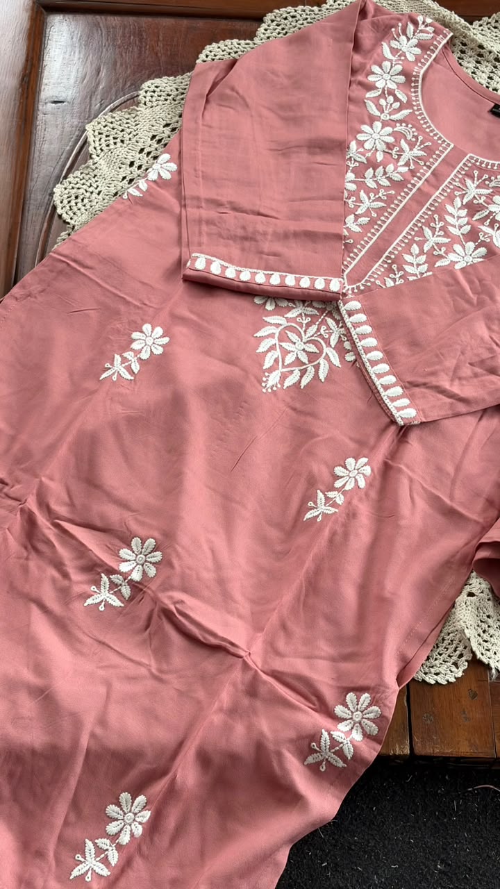 Chikankari Embroidered 2-Piece Kurti Set [GUH90]
