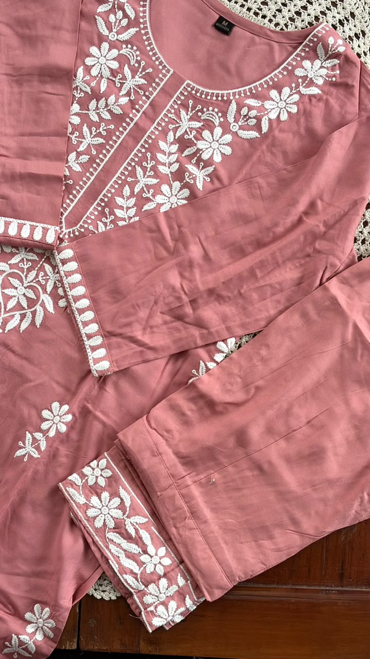 Chikankari Embroidered 2-Piece Kurti Set [GUH90]