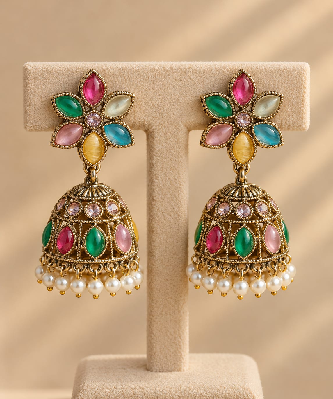 Multicolour Floral Jhumka Earrings [J64]