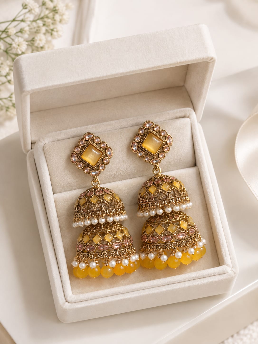 Elegant Antique Gold Jhumka Earrings  [J58]