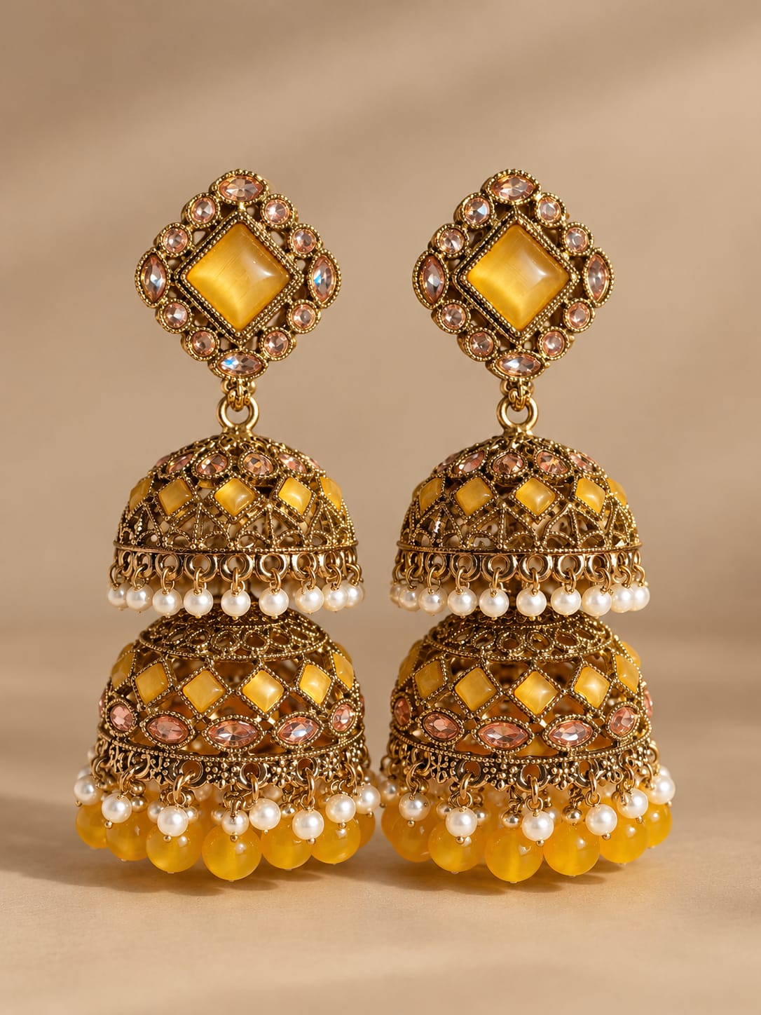 Elegant Antique Gold Jhumka Earrings  [J58]