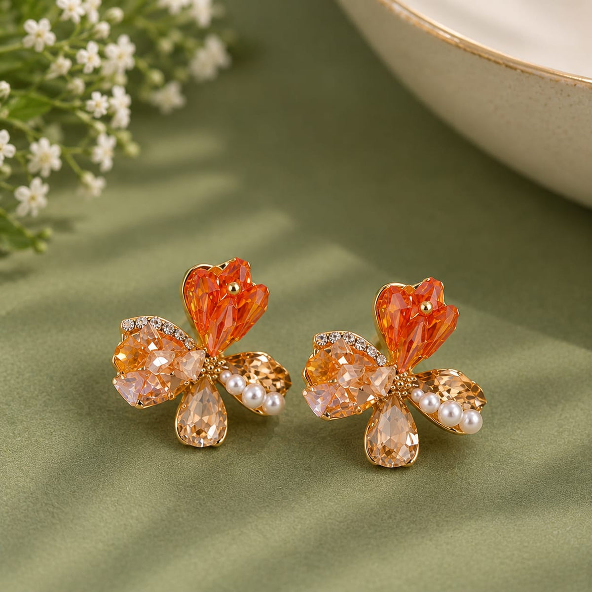 Elegant Floral Earrings [J96]