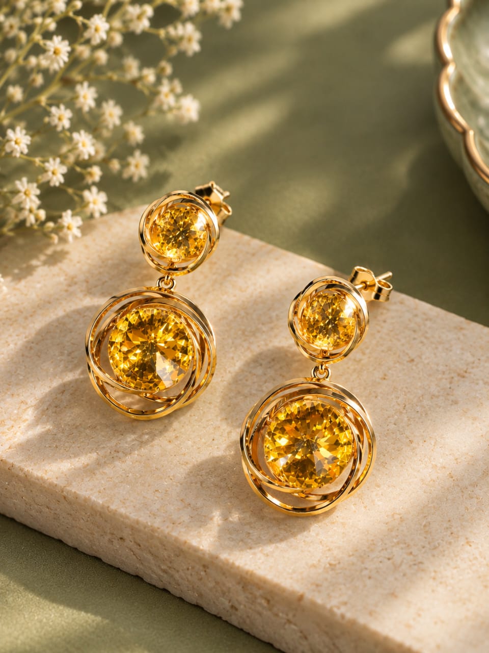 Golden Glamour Drop Earrings [J100]