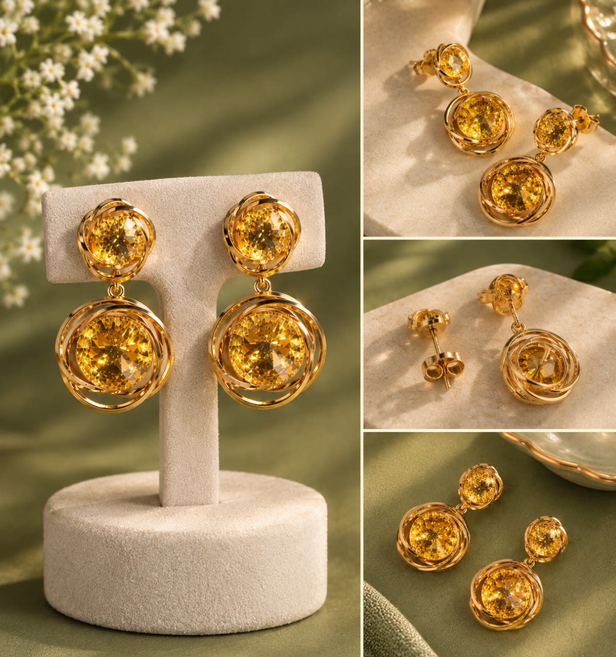 Golden Glamour Drop Earrings [J100]