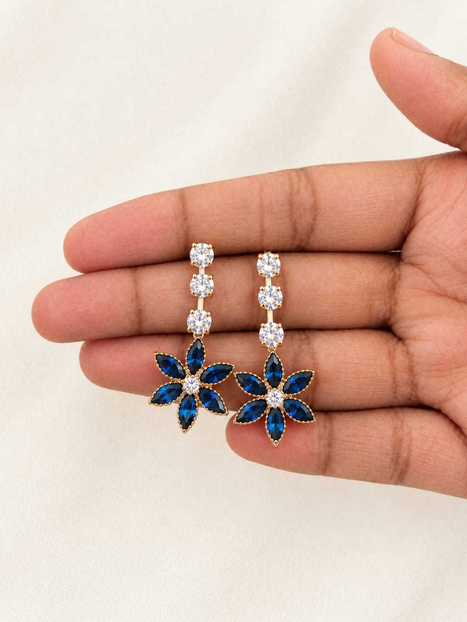 Blue Floral Necklace with Matching Earrings [J135]