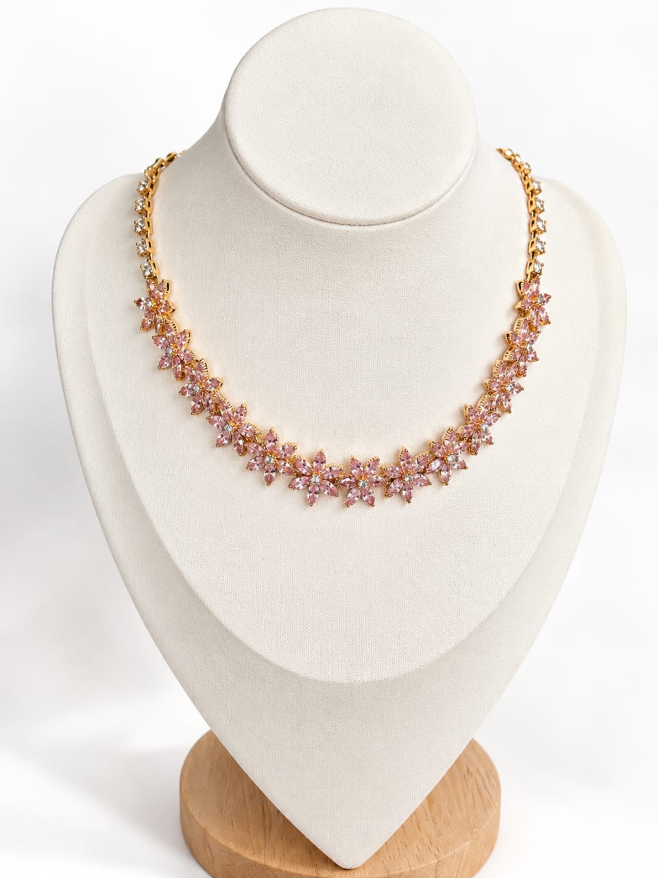 Pink Floral Necklace  Matching Earrings [J134]