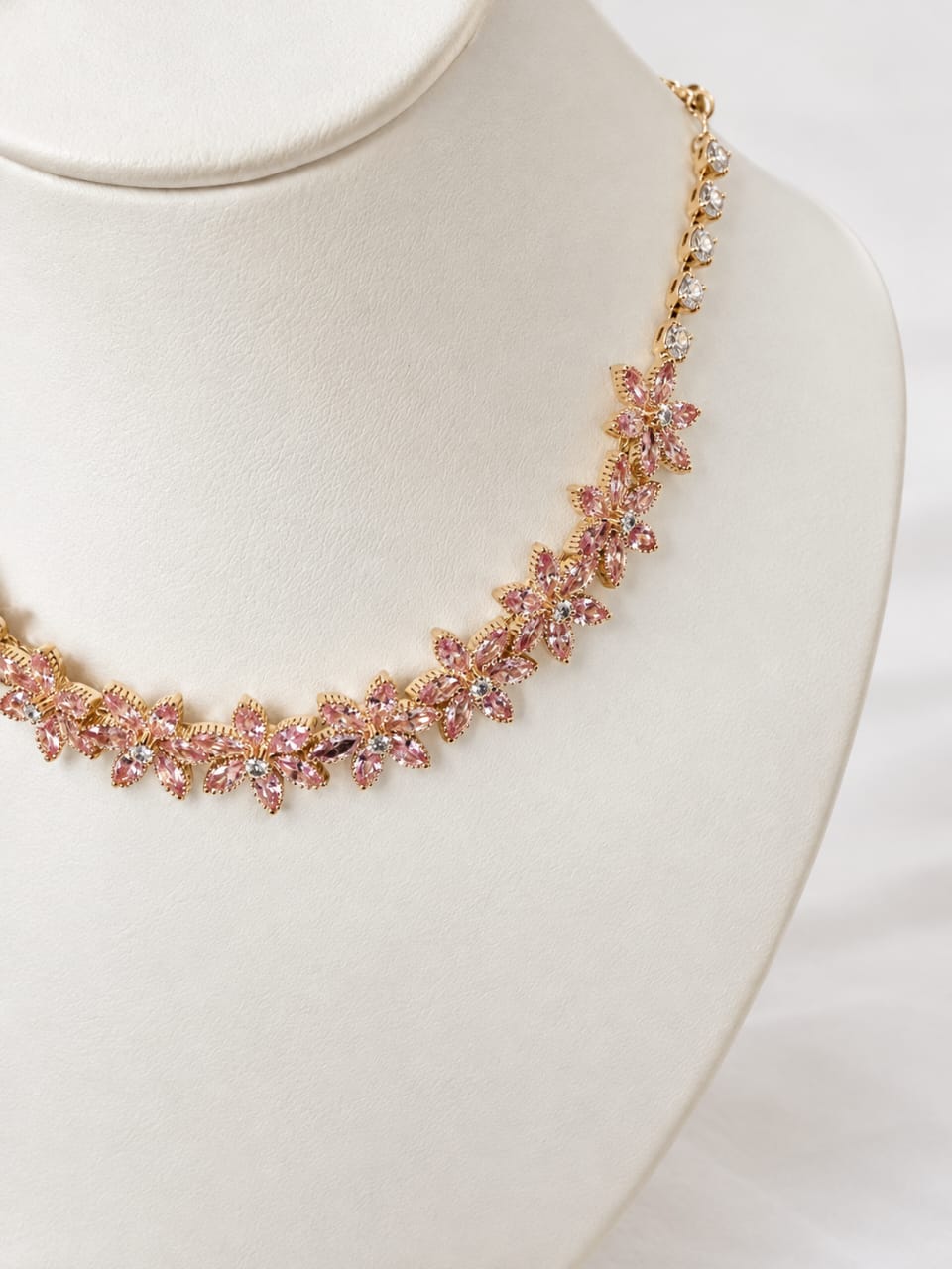 Pink Floral Necklace  Matching Earrings [J134]