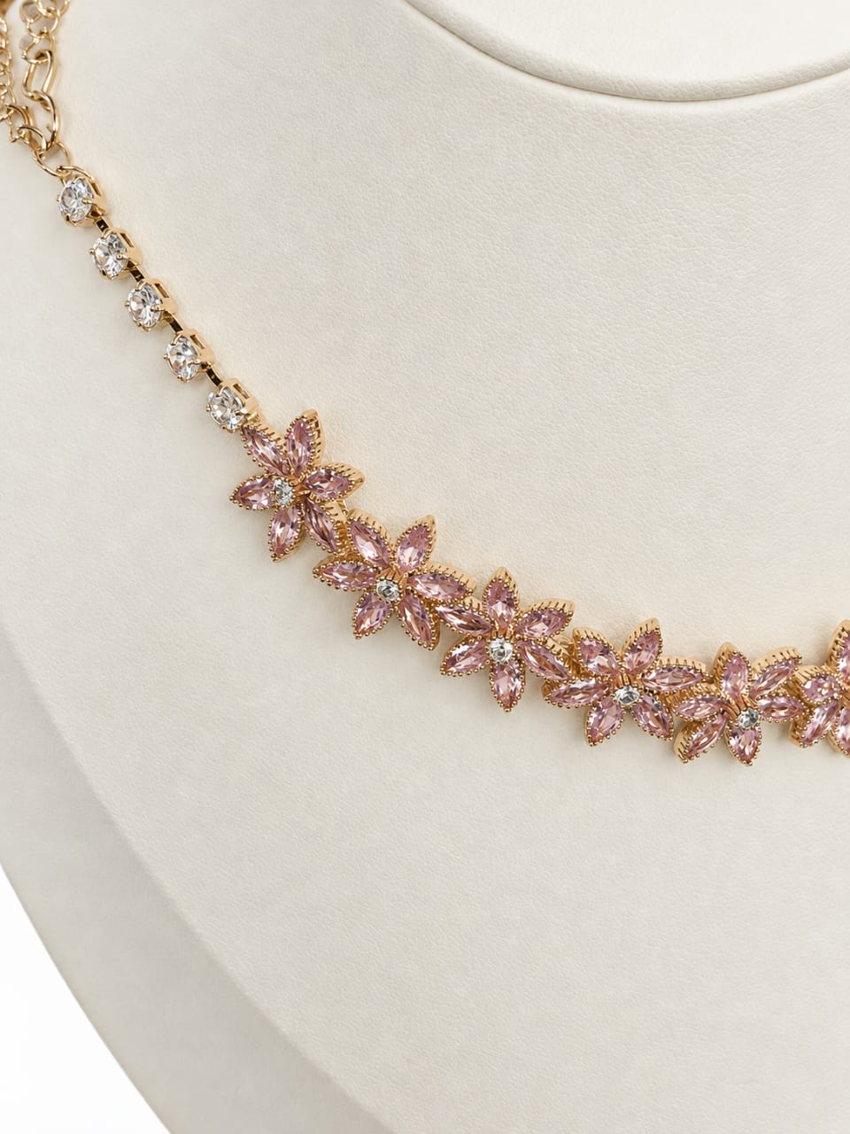 Pink Floral Necklace  Matching Earrings [J134]