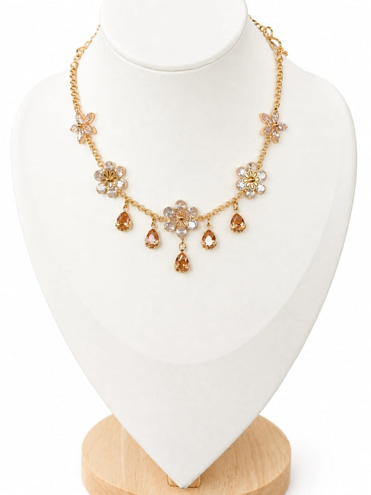 Floral Crystal Necklace [J130]