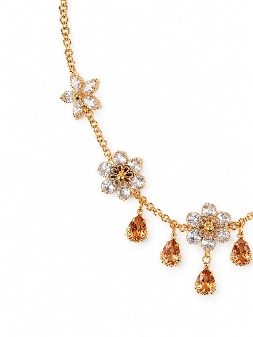 Floral Crystal Necklace [J130]