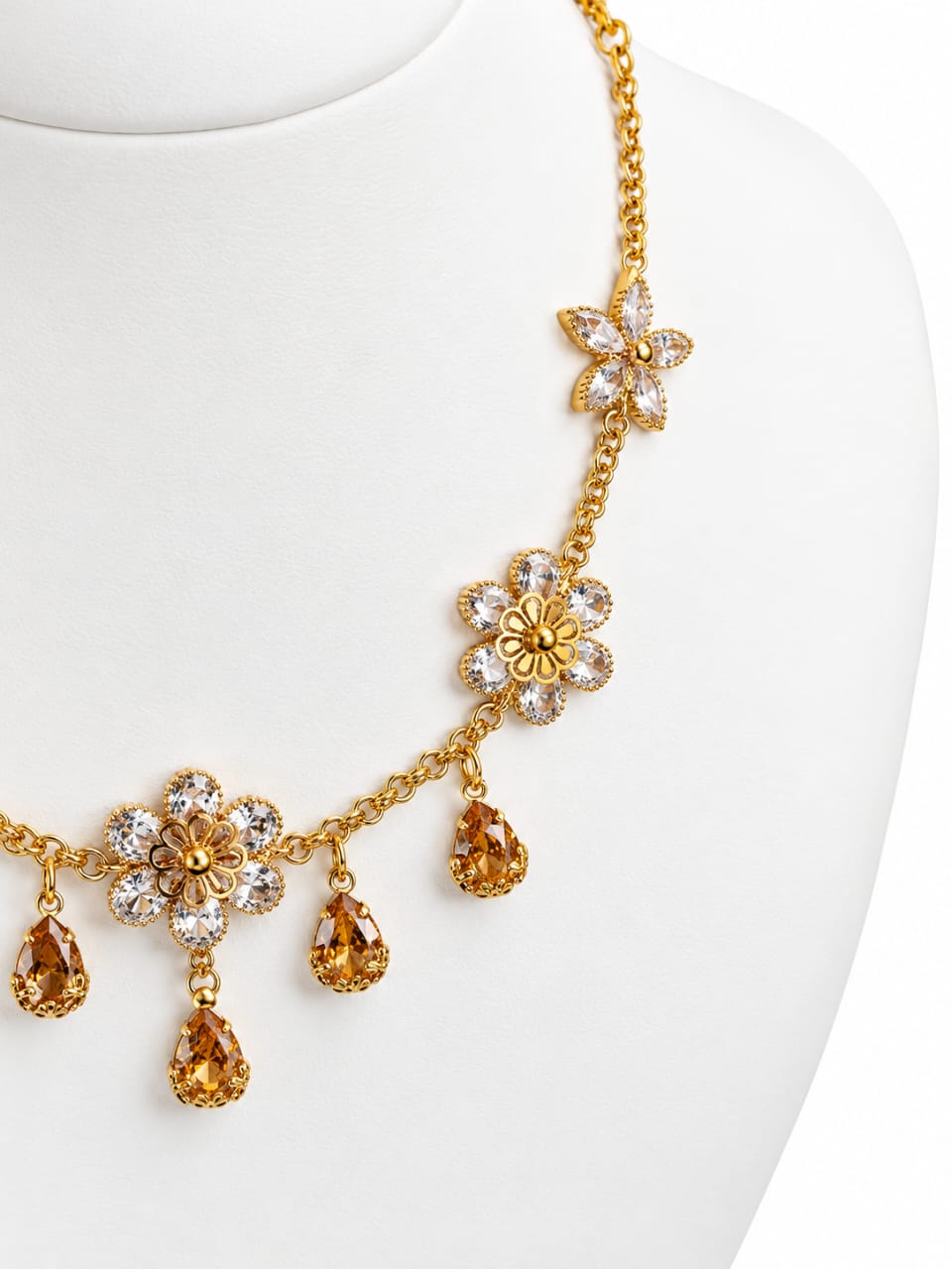 Floral Crystal Necklace [J130]
