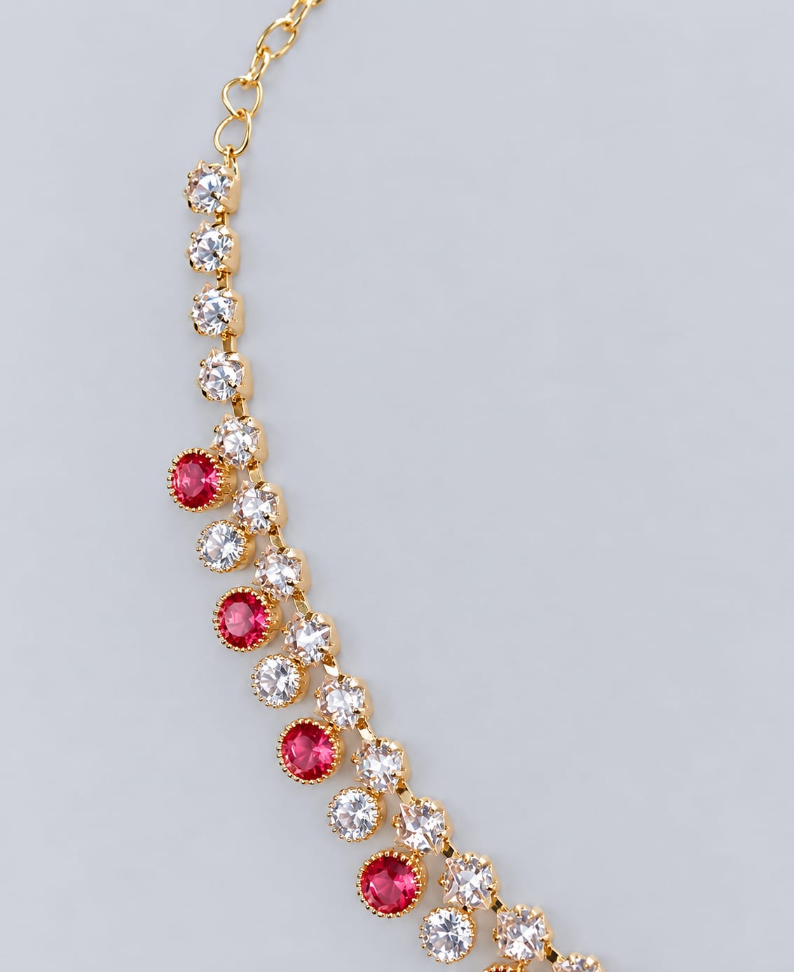 Premium Ruby Red & White Stone Necklace [J126]