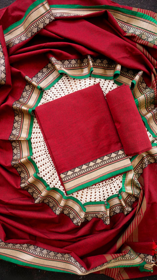 Elegant Narayanpet Cotton Unstitched Salwar Set  [GUF126]